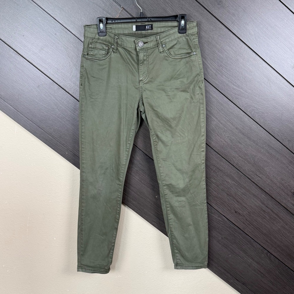 KUT From The Kloth Donna Women's Ankle Skinny Pants Size 8 Olive Green Stretch
